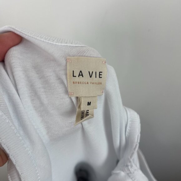 Rebecca Taylor La Vie Knit & Poplin Midi Dress Stripes Feminine Size Medium - Picture 4 of 9